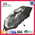 Skull Design Top Quality 3 Folding Heat Transfer Full Color Printed Umbrella